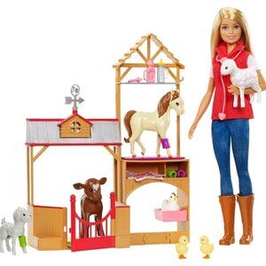 New in Box-Barbie Sweet Orchard Farm - Blonde Vet w/ Animals & Accessories